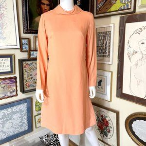 70s Vintage Deadstock Lori Jean Sherbet Orange Long Sleeve Sheath Dress Size 12